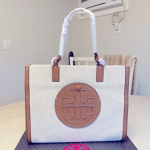 💖Small Tory Burch Ella Canvas tote.  Brand new with tags and bag.😃
